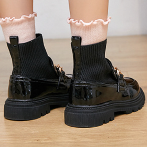 chain boots in black