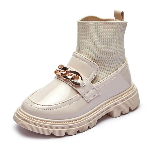 chain boots in ivory