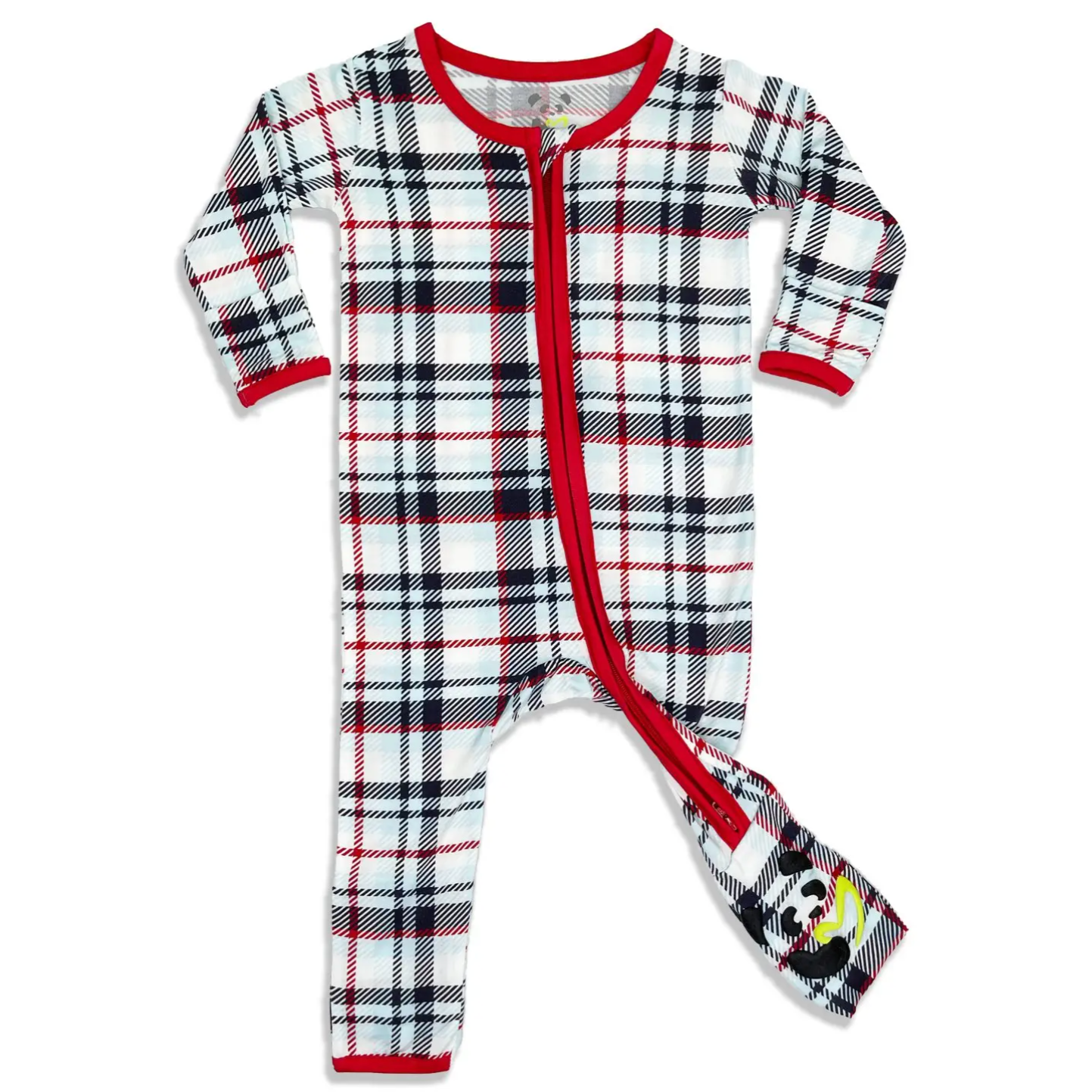 holiday plaid bamboo baby convertible footie pajamas