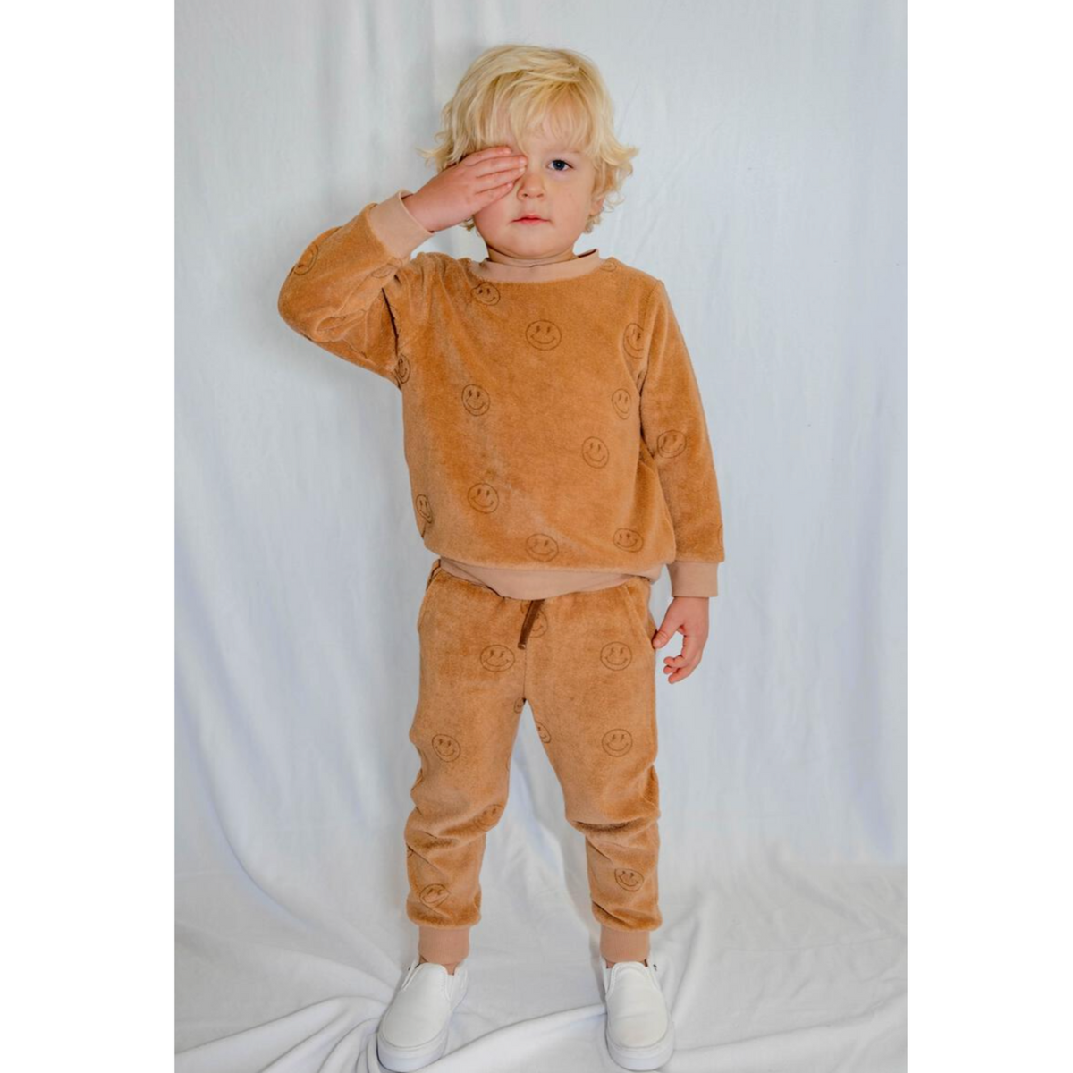 smiley printed terry sweatpants