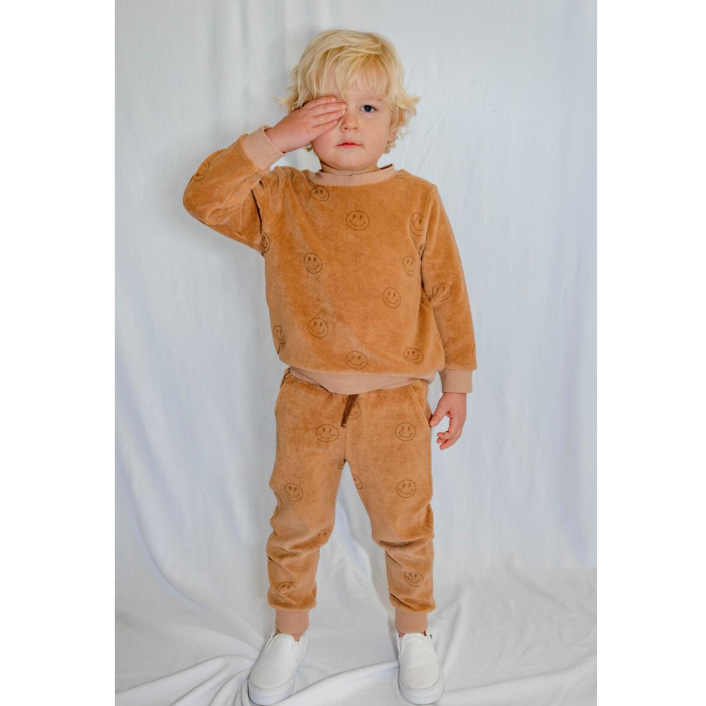 smiley printed terry sweatpants