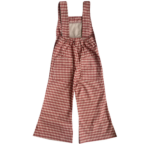 retro flared overall in gingham