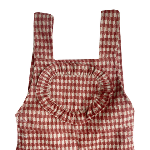 retro flared overall in gingham