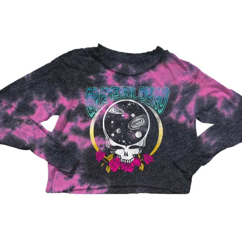 grateful dead crop long sleeve tee in black