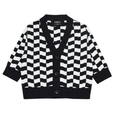 knit cardigan | wavy checkers