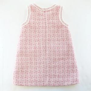 sequin trim tweed dress | pink