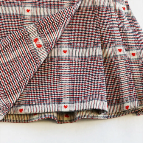 heart plaid picot skirt | red