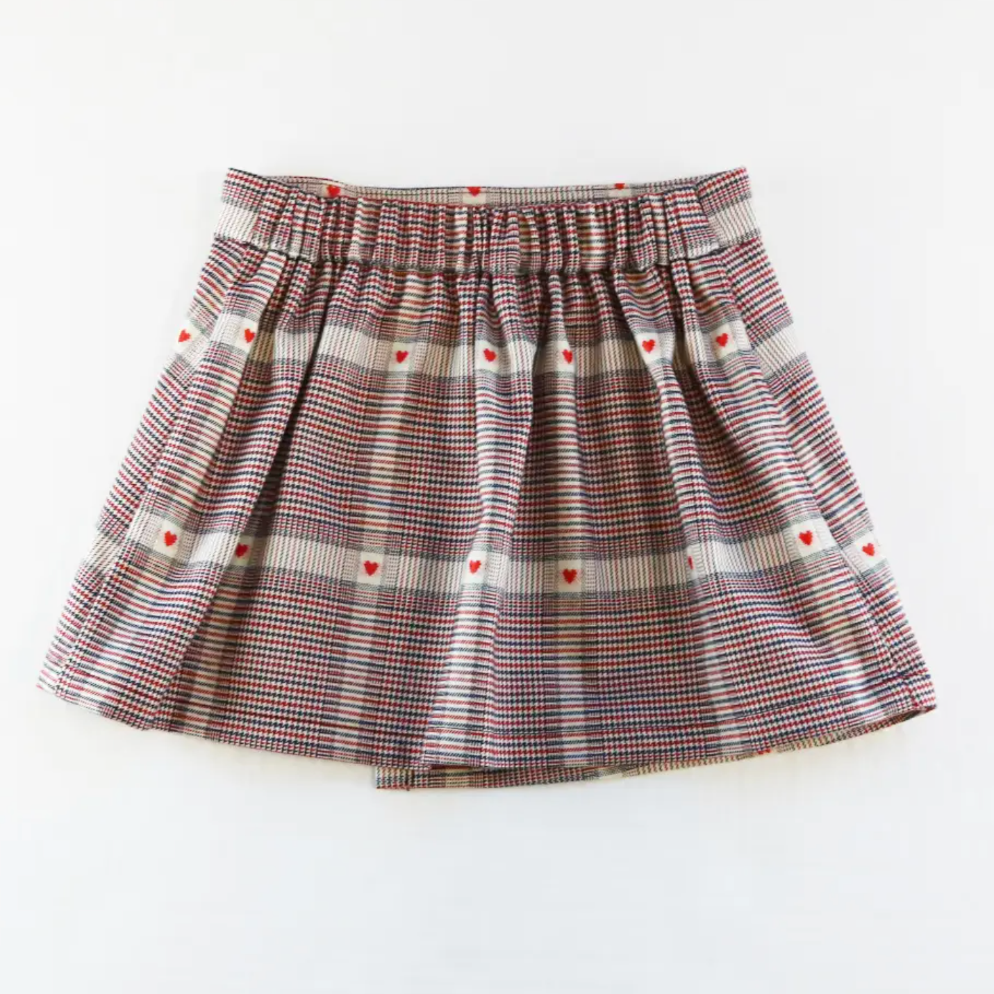 heart plaid picot skirt | red