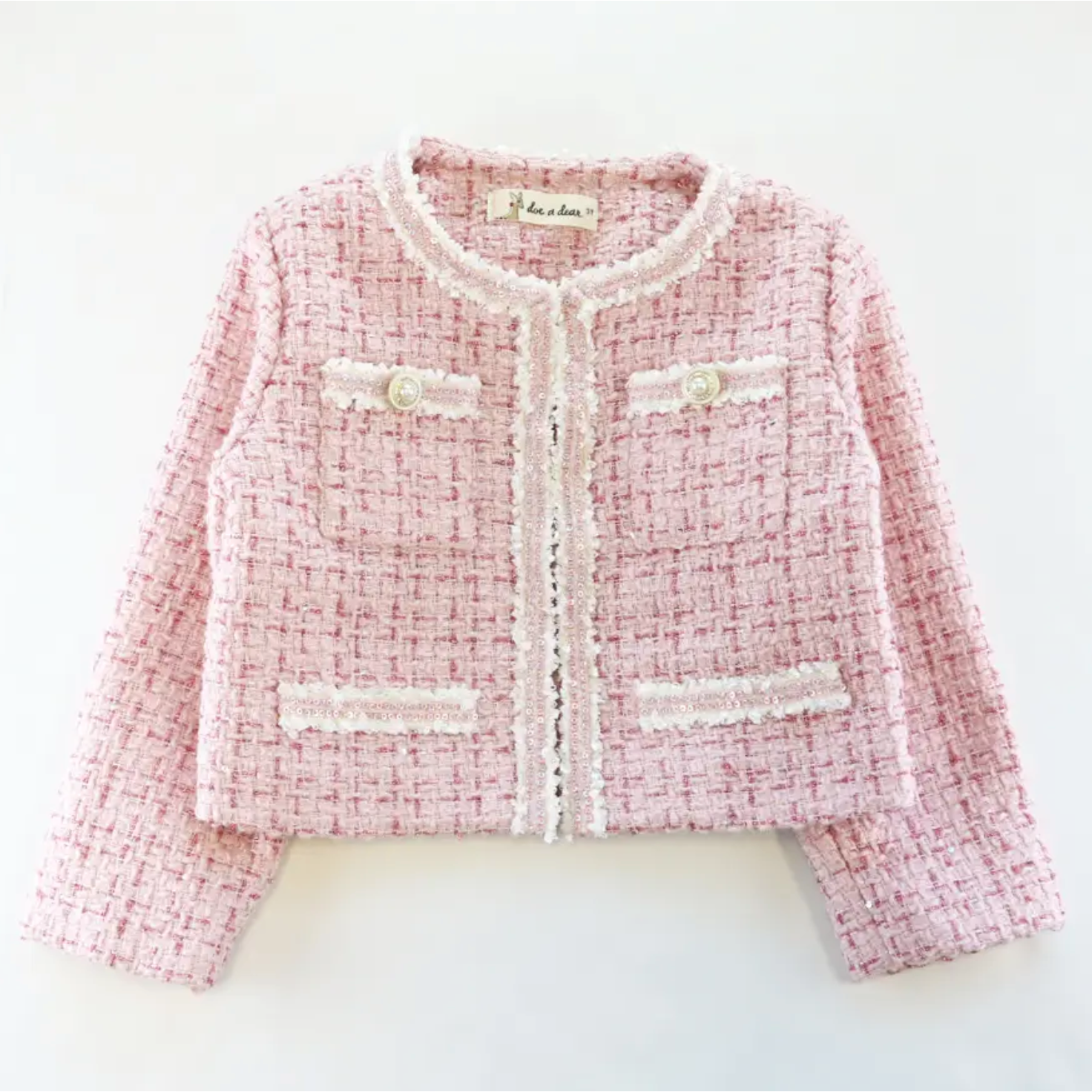 sequin trim tweed jacket | pink