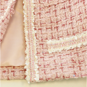 sequin trim tweed jacket | pink