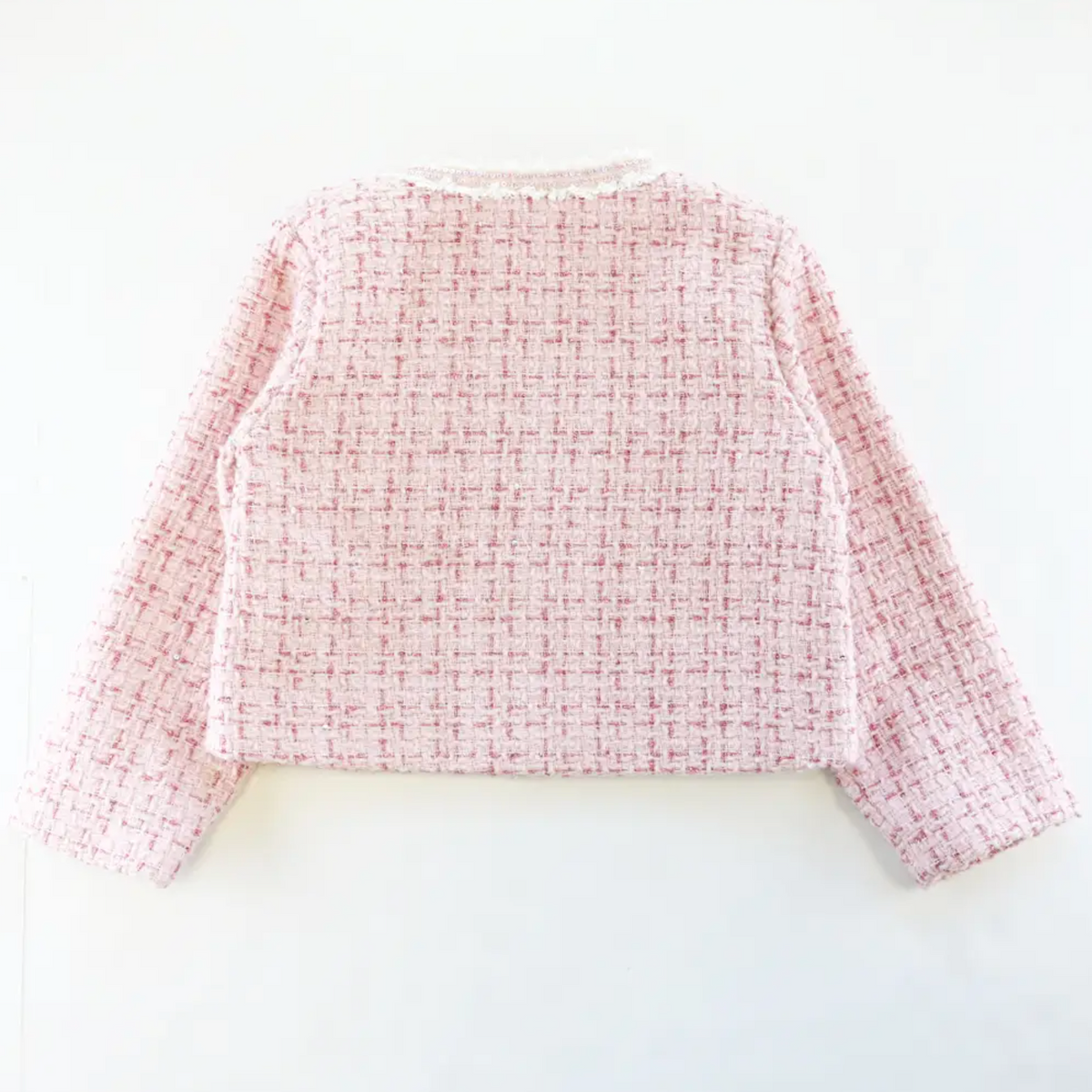sequin trim tweed jacket | pink