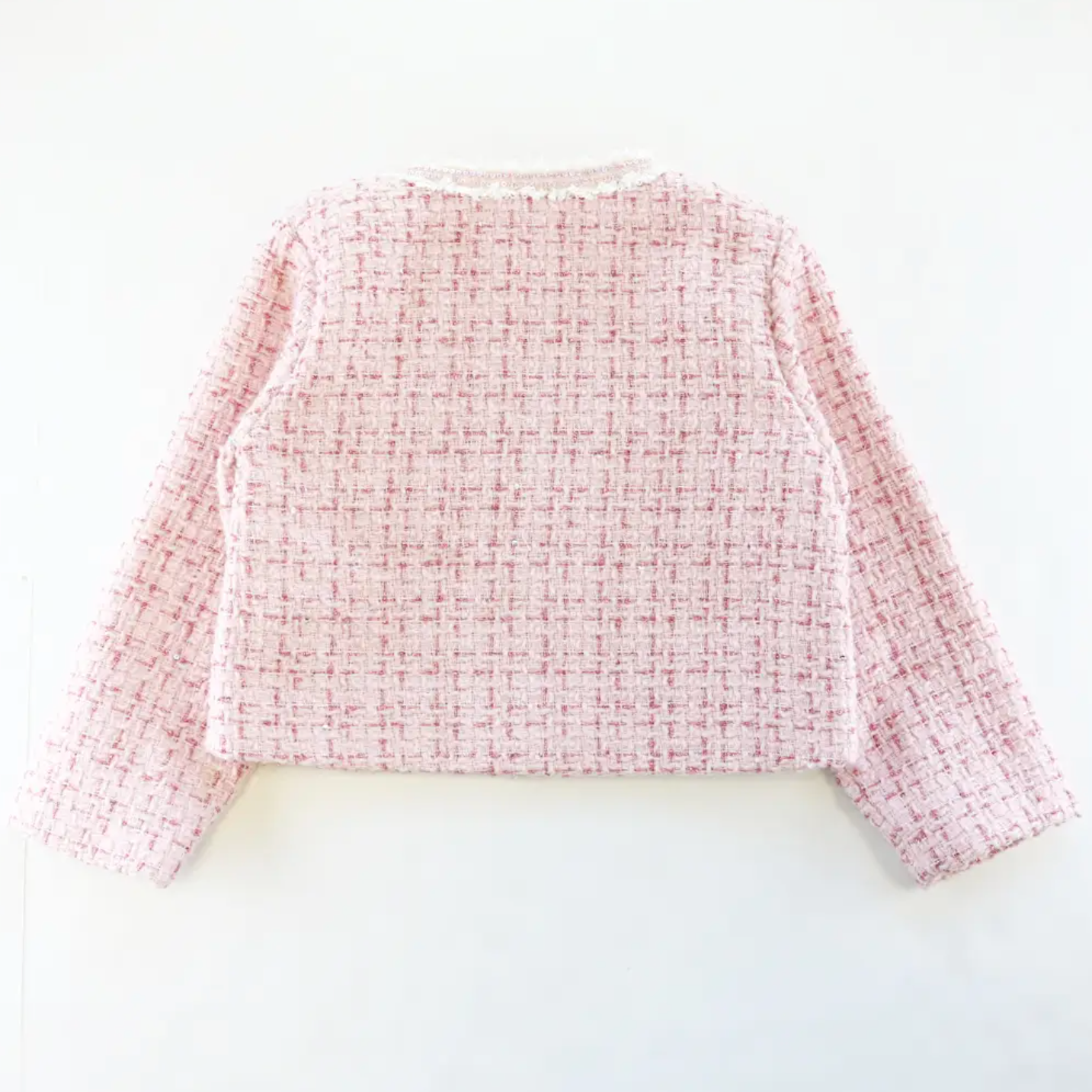 sequin trim tweed jacket | pink