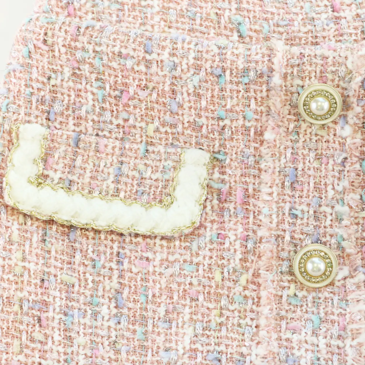 button front tweed skirt | pink