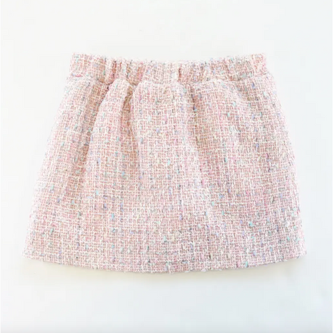 button front tweed skirt | pink