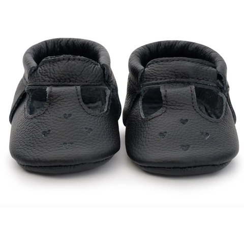 leather baby mary janes in black