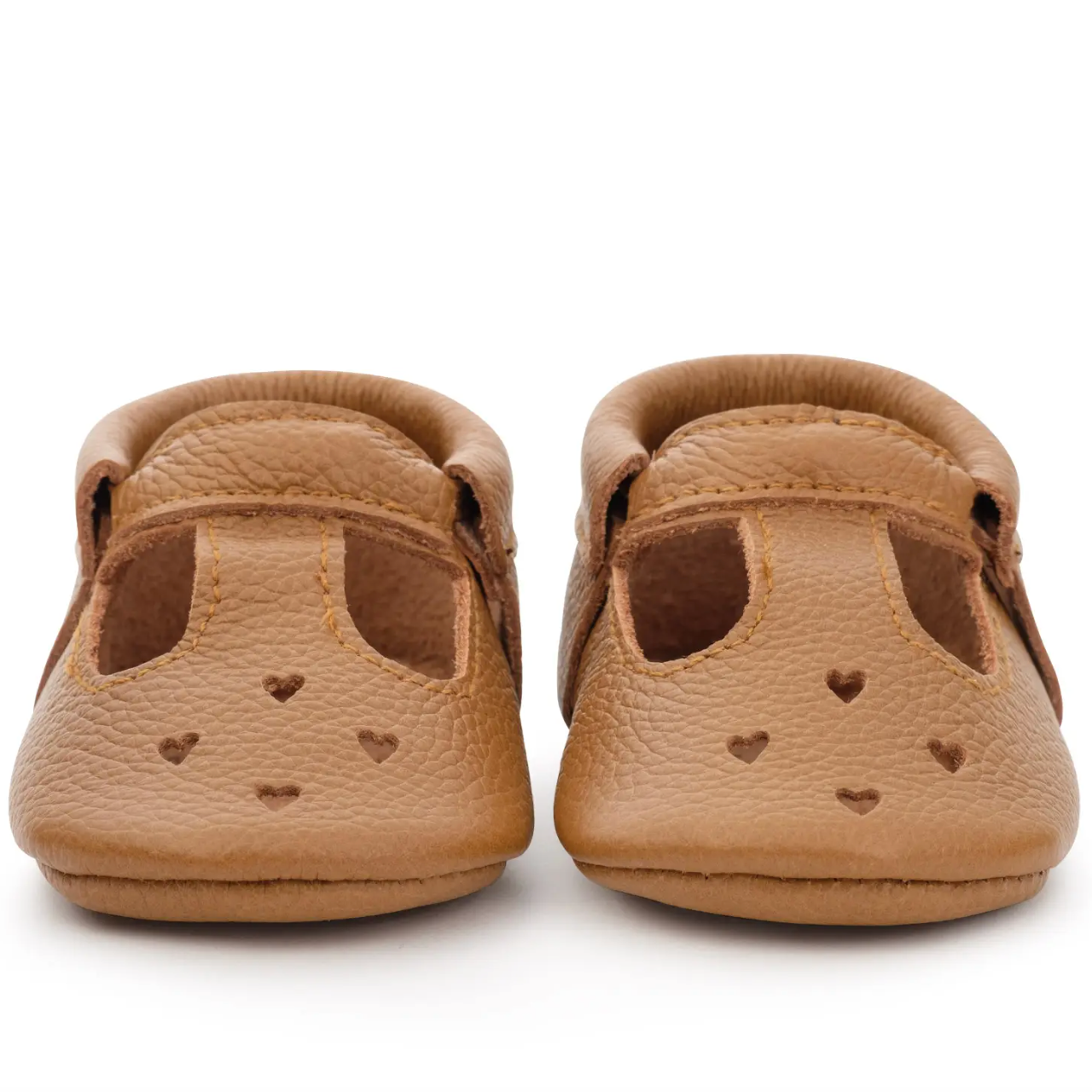 leather baby mary janes in brown
