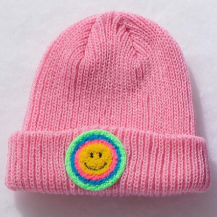 multi smile beanie | pink