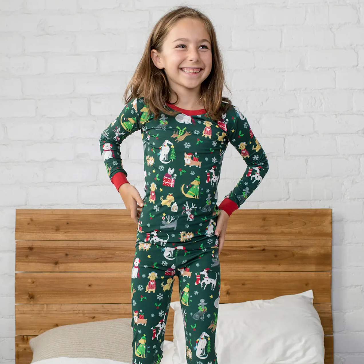 holiday hounds two-piece bamboo viscose pajama set