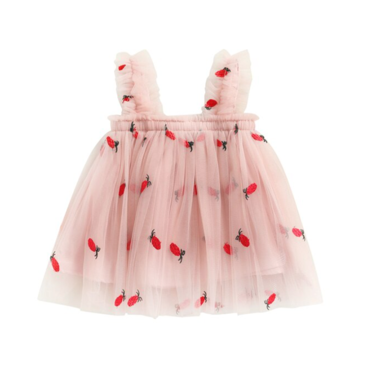 pink tulle strawberry dress Strawberry Tulle Dress 2T