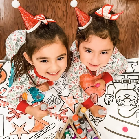 christmas coloring collage table cover
