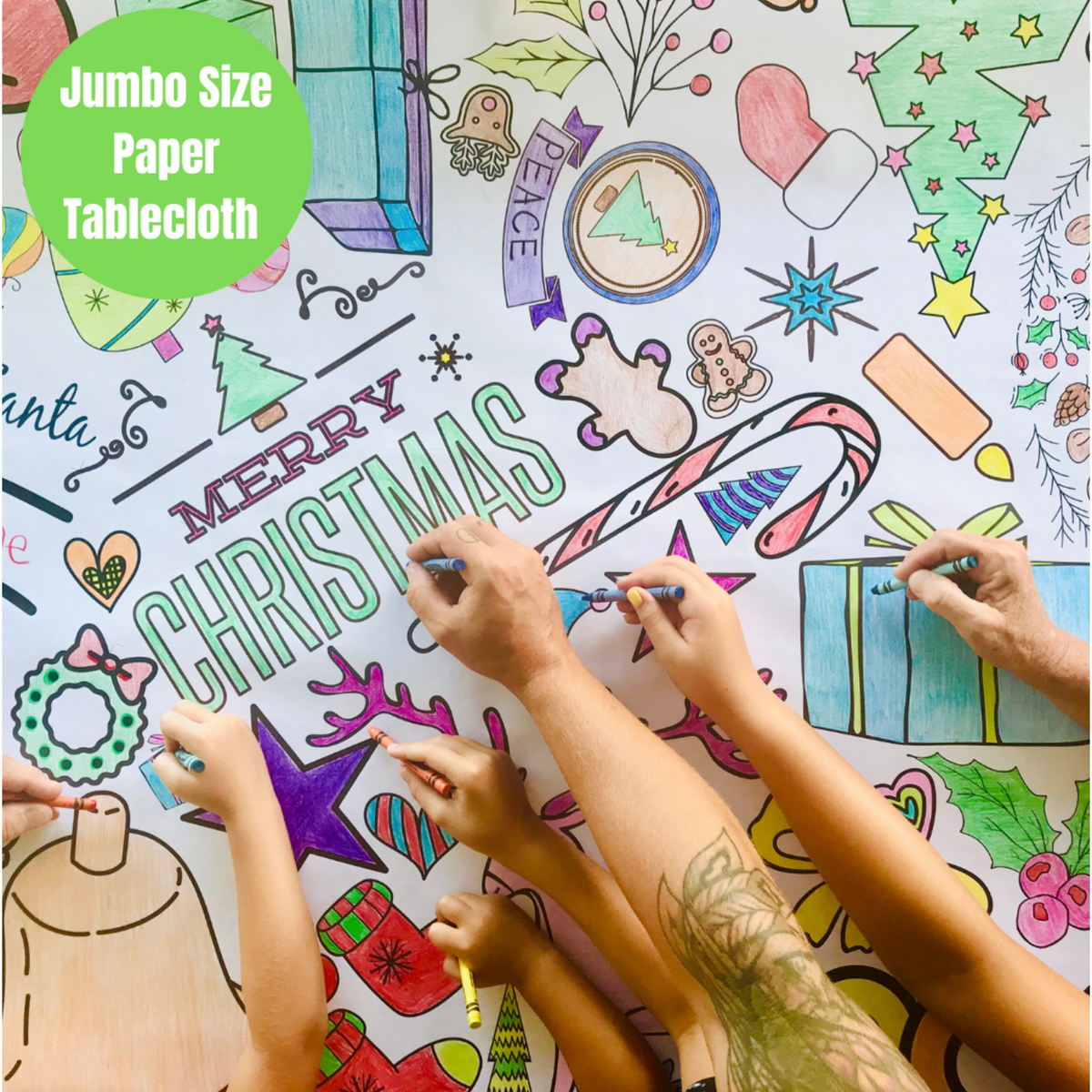 christmas coloring collage table cover