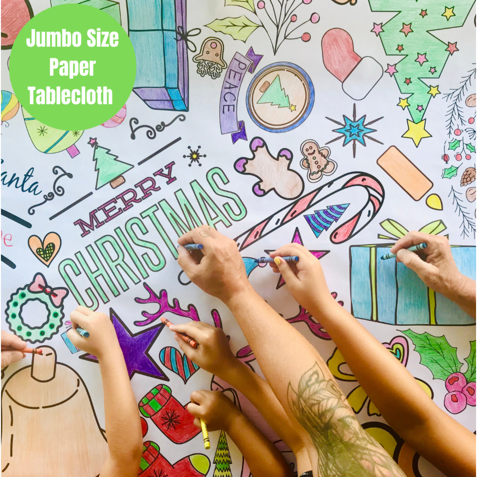 christmas coloring collage table cover