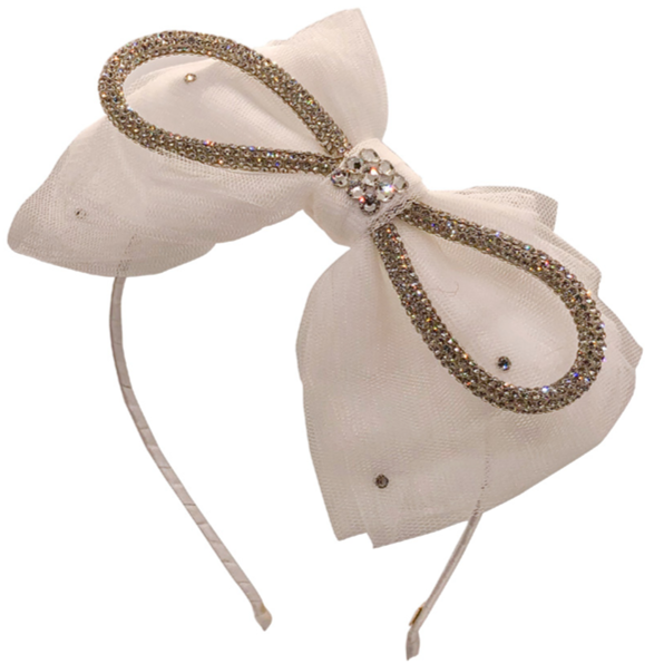 crystal tulle bow headband