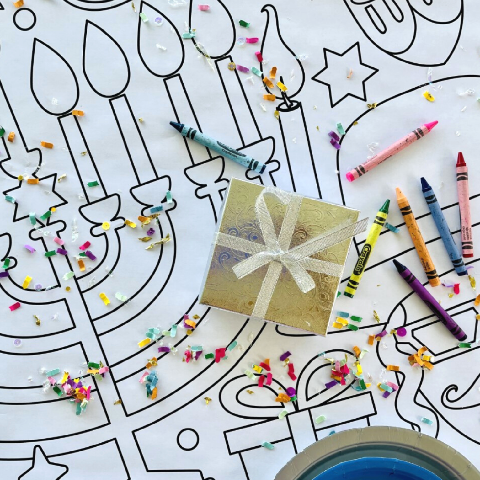 hanukkah coloring collage table cover