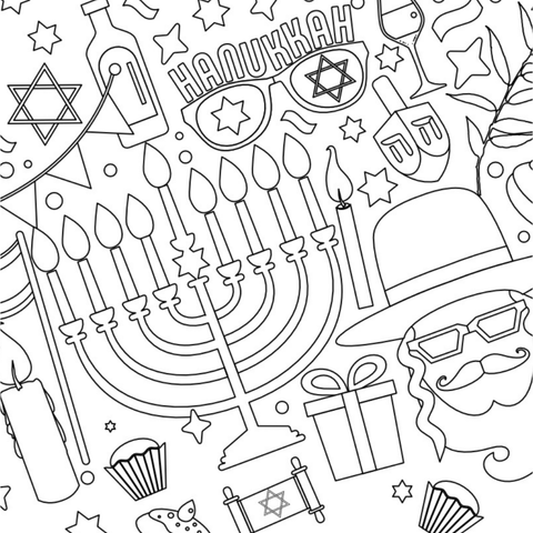 hanukkah coloring collage table cover