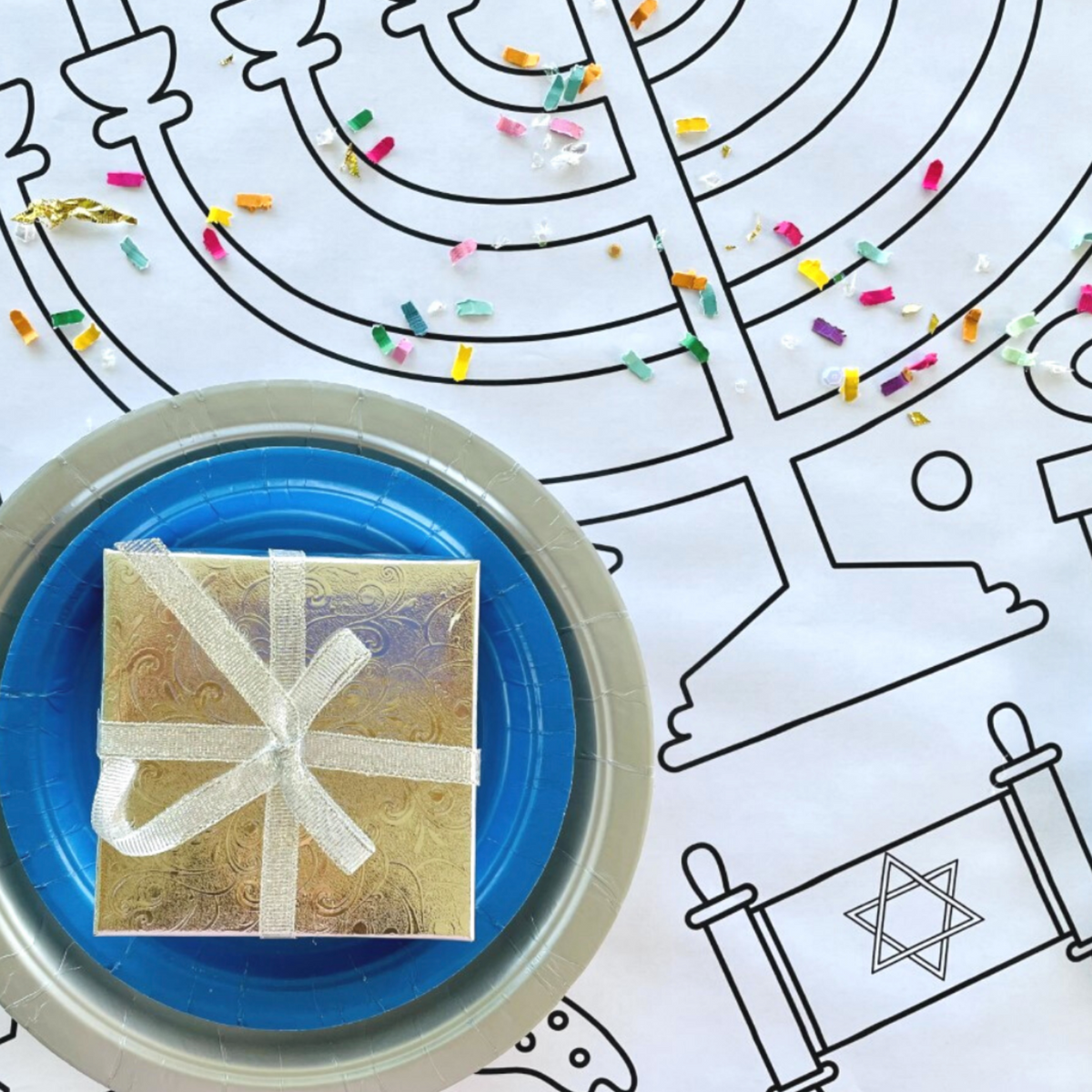 hanukkah coloring collage table cover