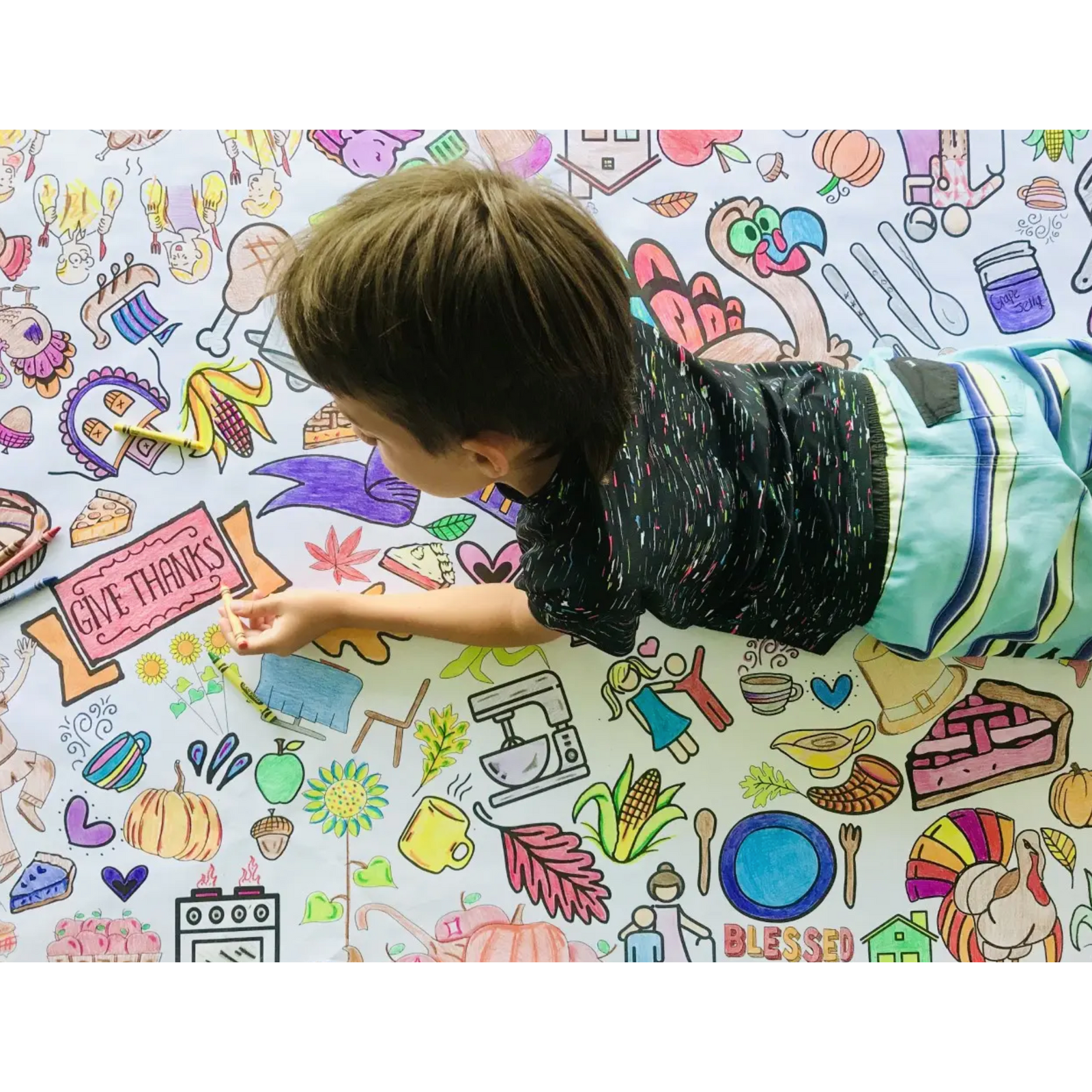 thanksgiving coloring collage table cover