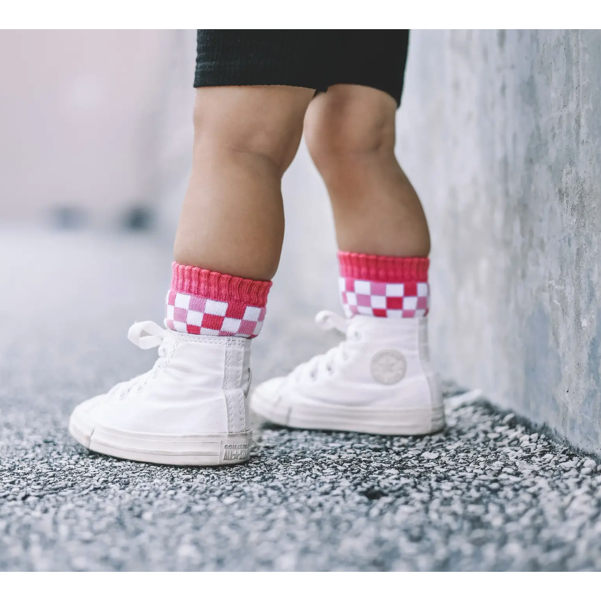 pink check socks