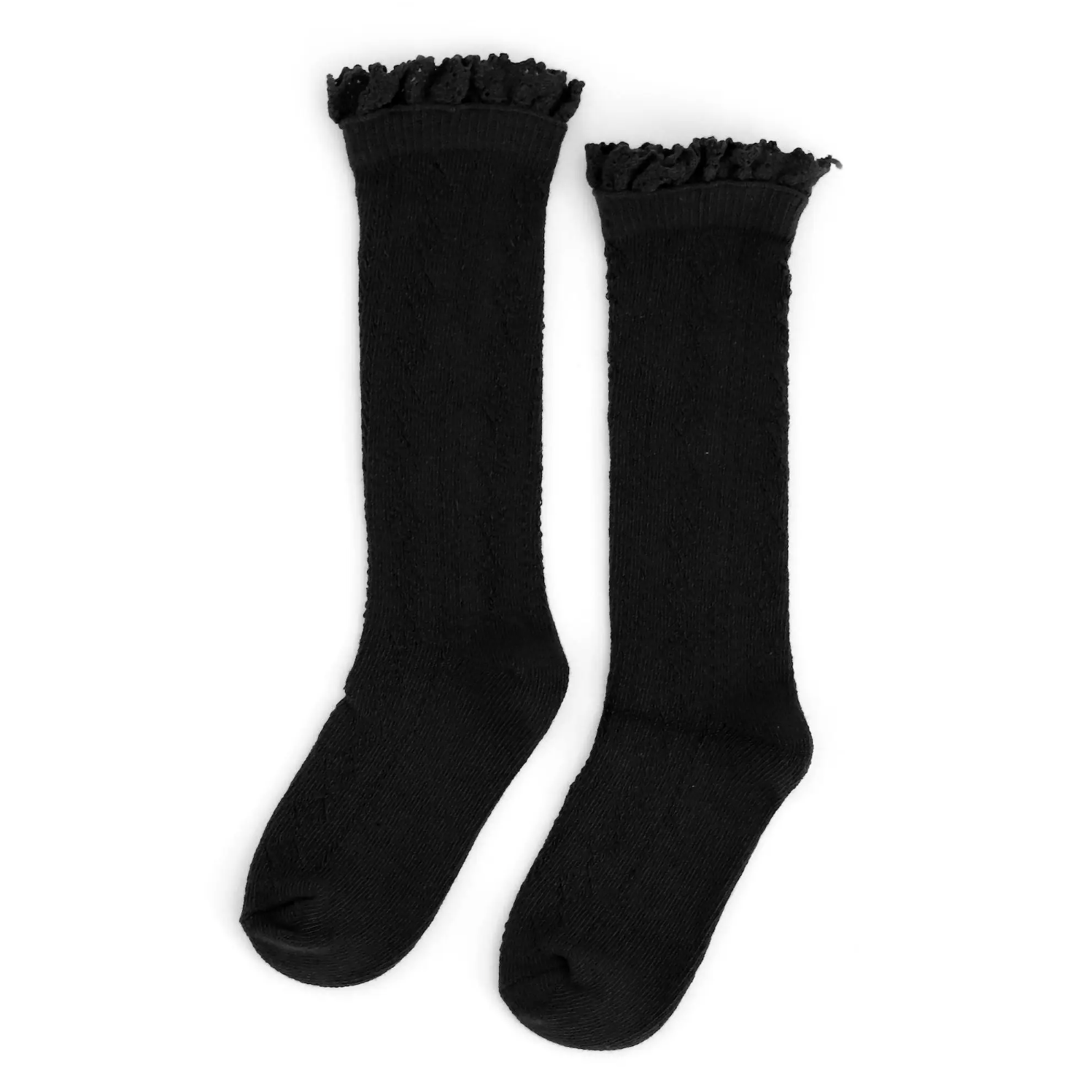 black fancy lace top knee high socks