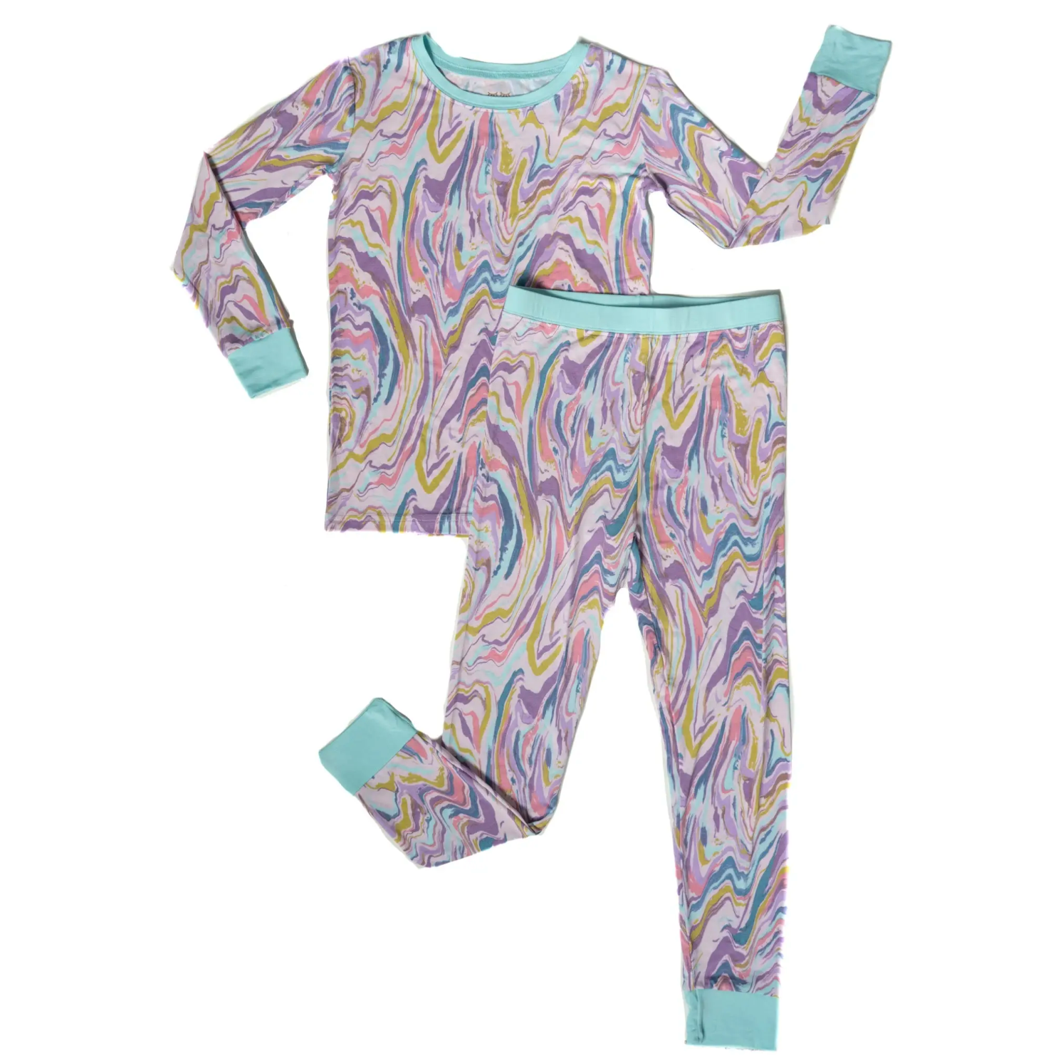 pink marble two-piece bamboo viscose pajama set