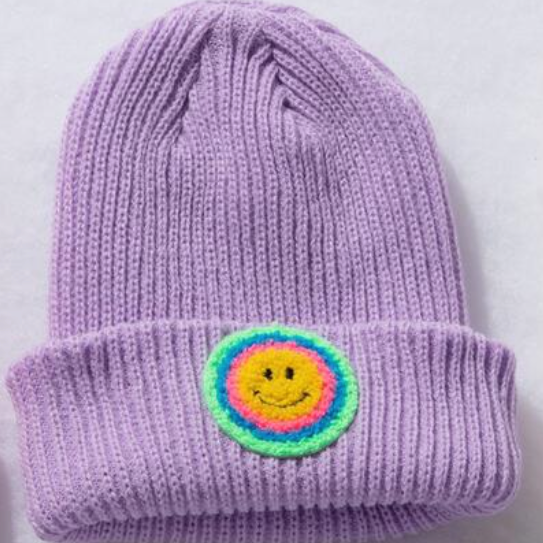 multi smile beanie | purple