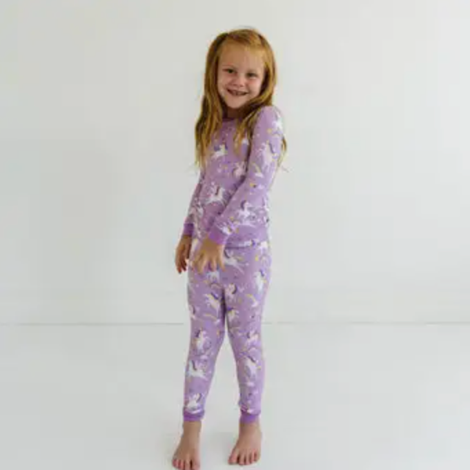 siena's unicorns two-piece bamboo viscose pajama set