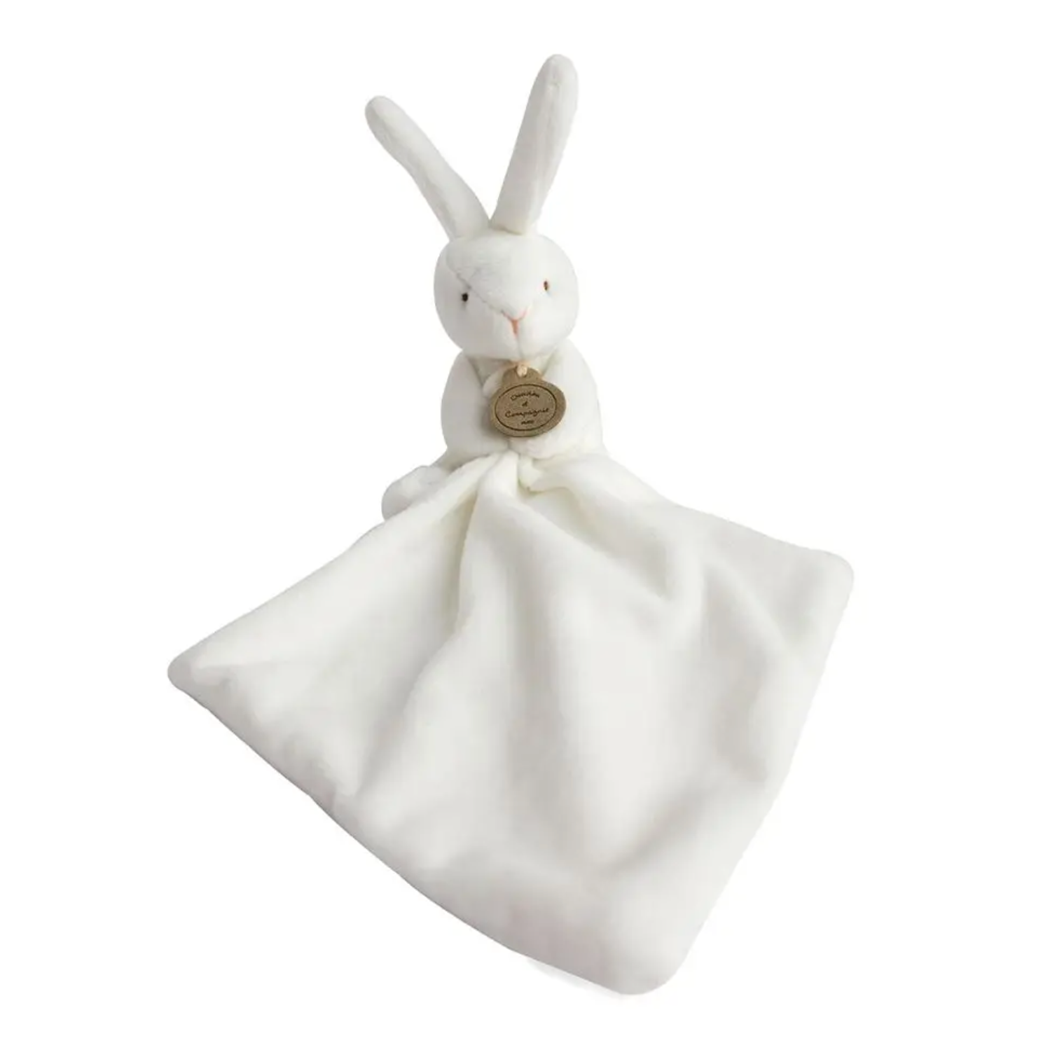 small bunny with doudou baby blanket in flower box