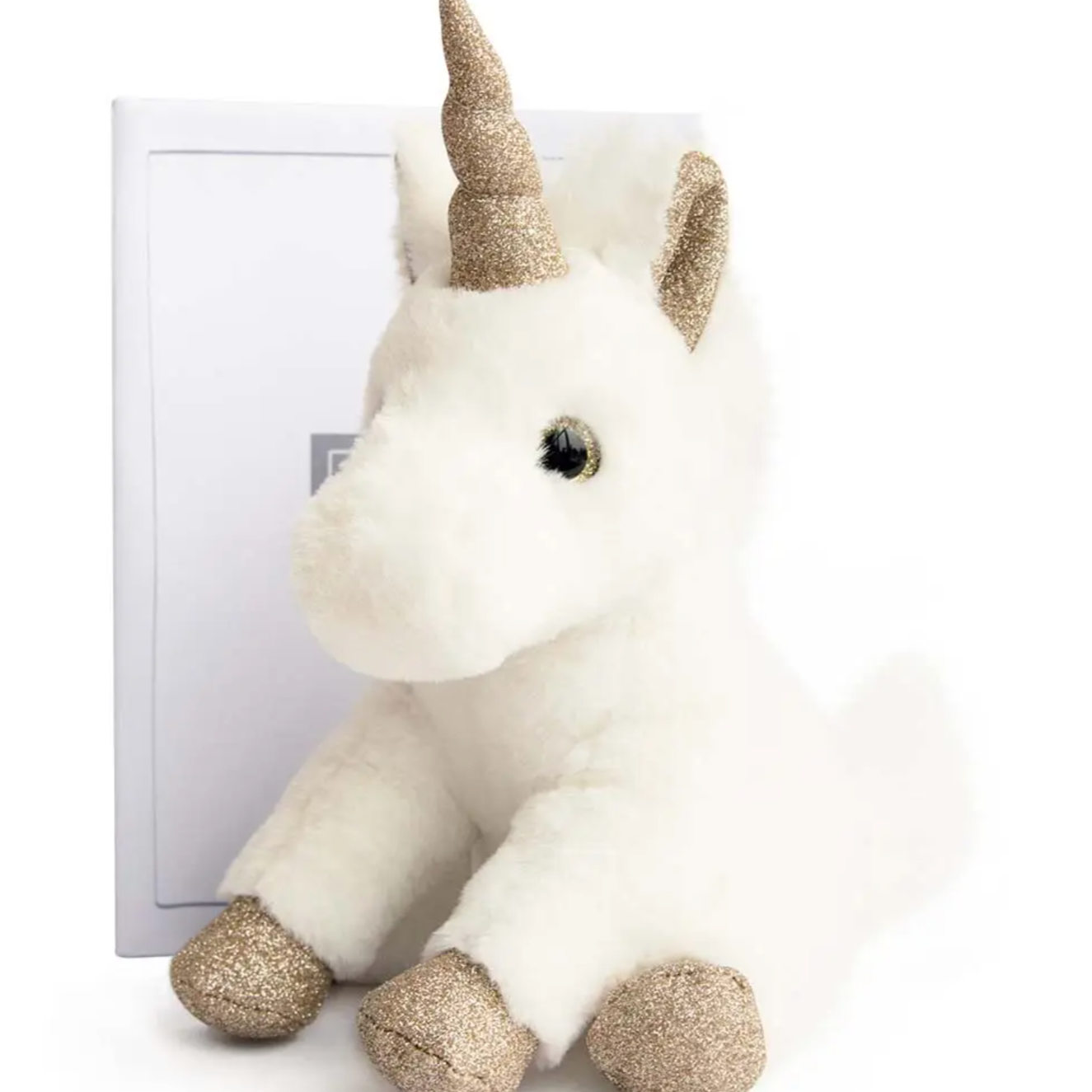 unicorn gold stuffed animal with gold glitter accents