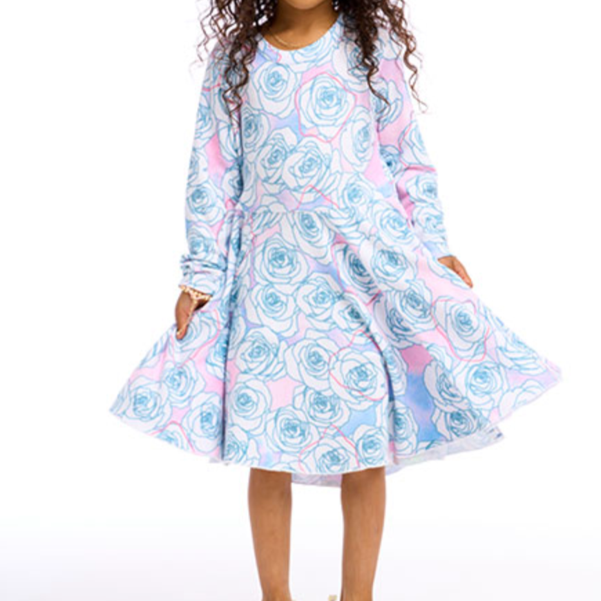 bliss knit long sleeve dress in rose tie dye