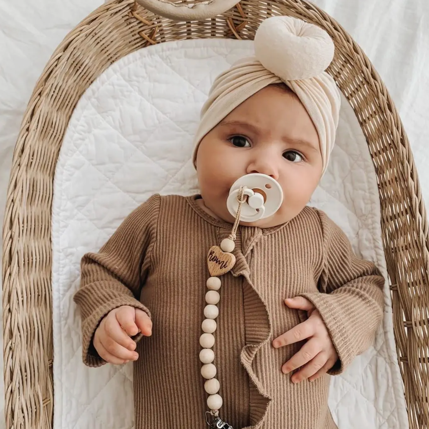 ruffle footed onesie | cappuccino