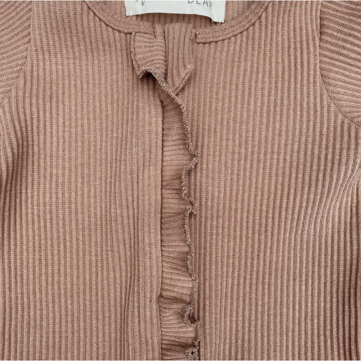ruffle footed onesie | cappuccino