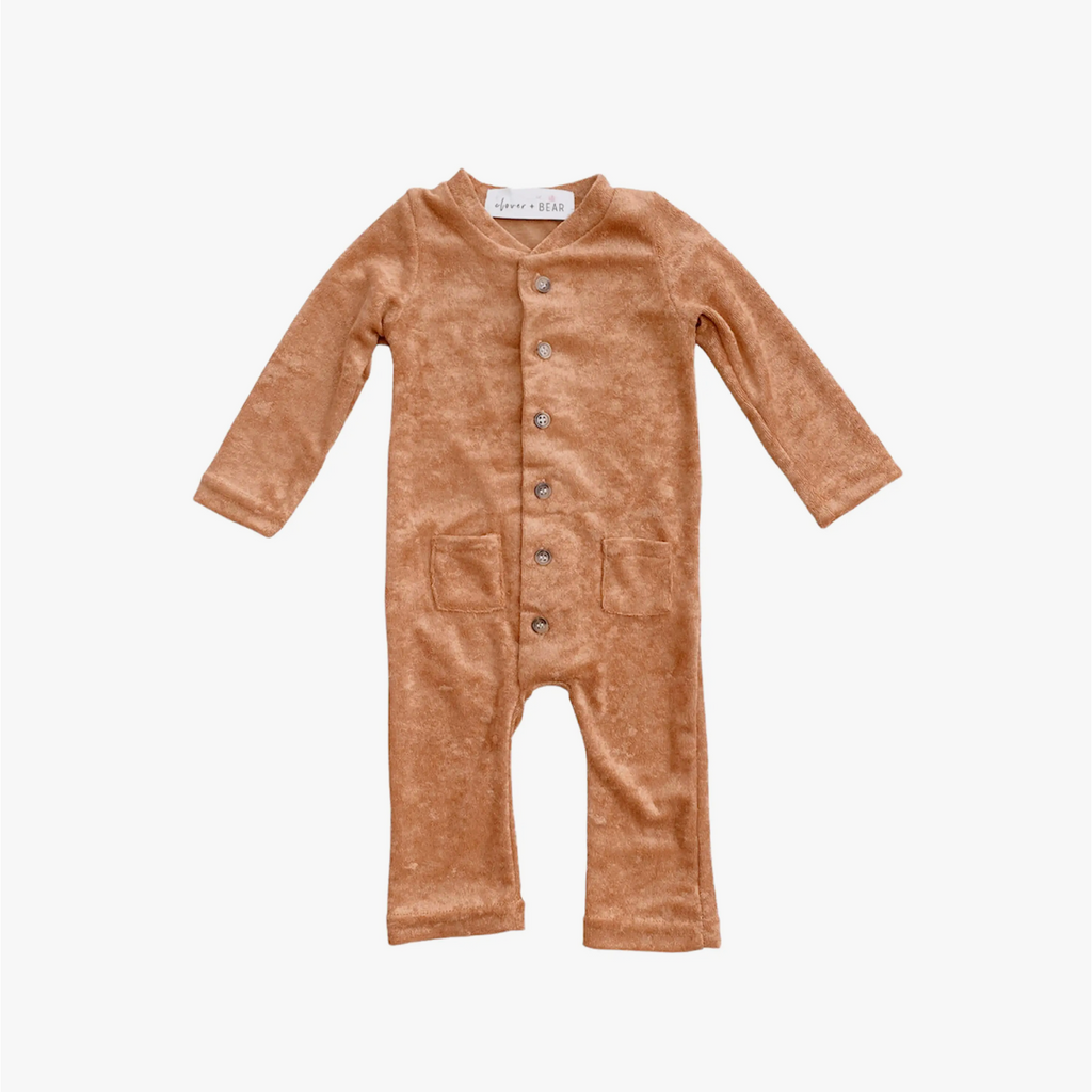 terry cotton onesie | warm tan