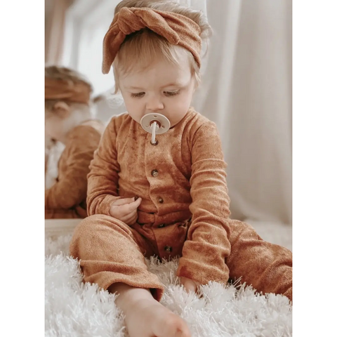 terry cotton onesie | warm tan