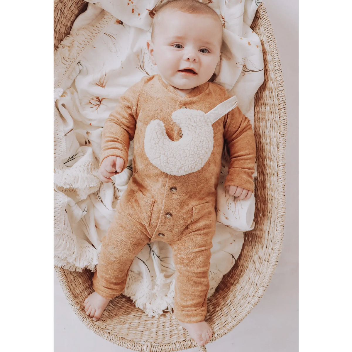 terry cotton onesie | warm tan