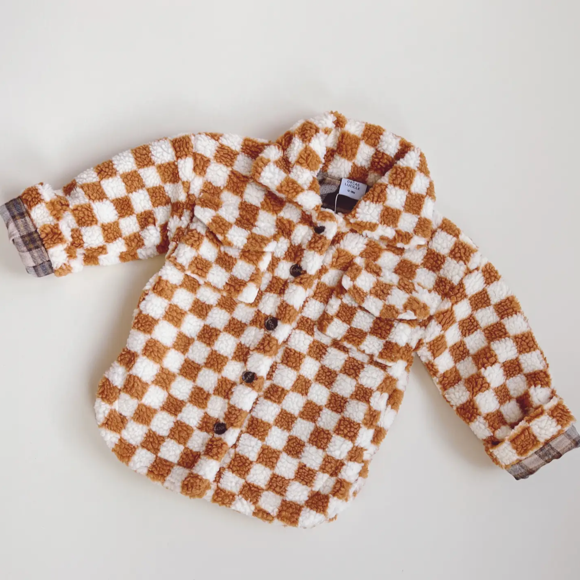 teddy shacket | tawny checkered