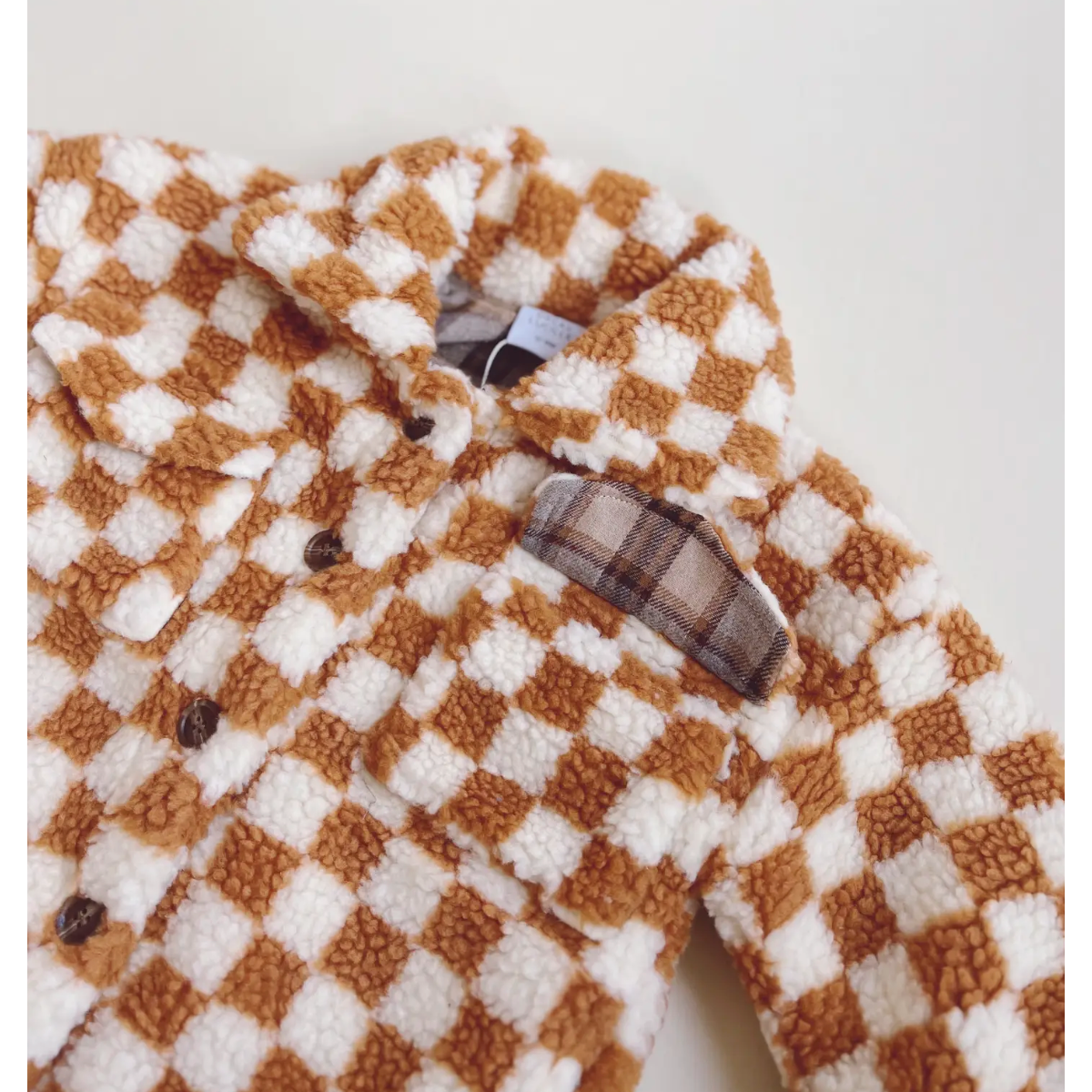 teddy shacket | tawny checkered