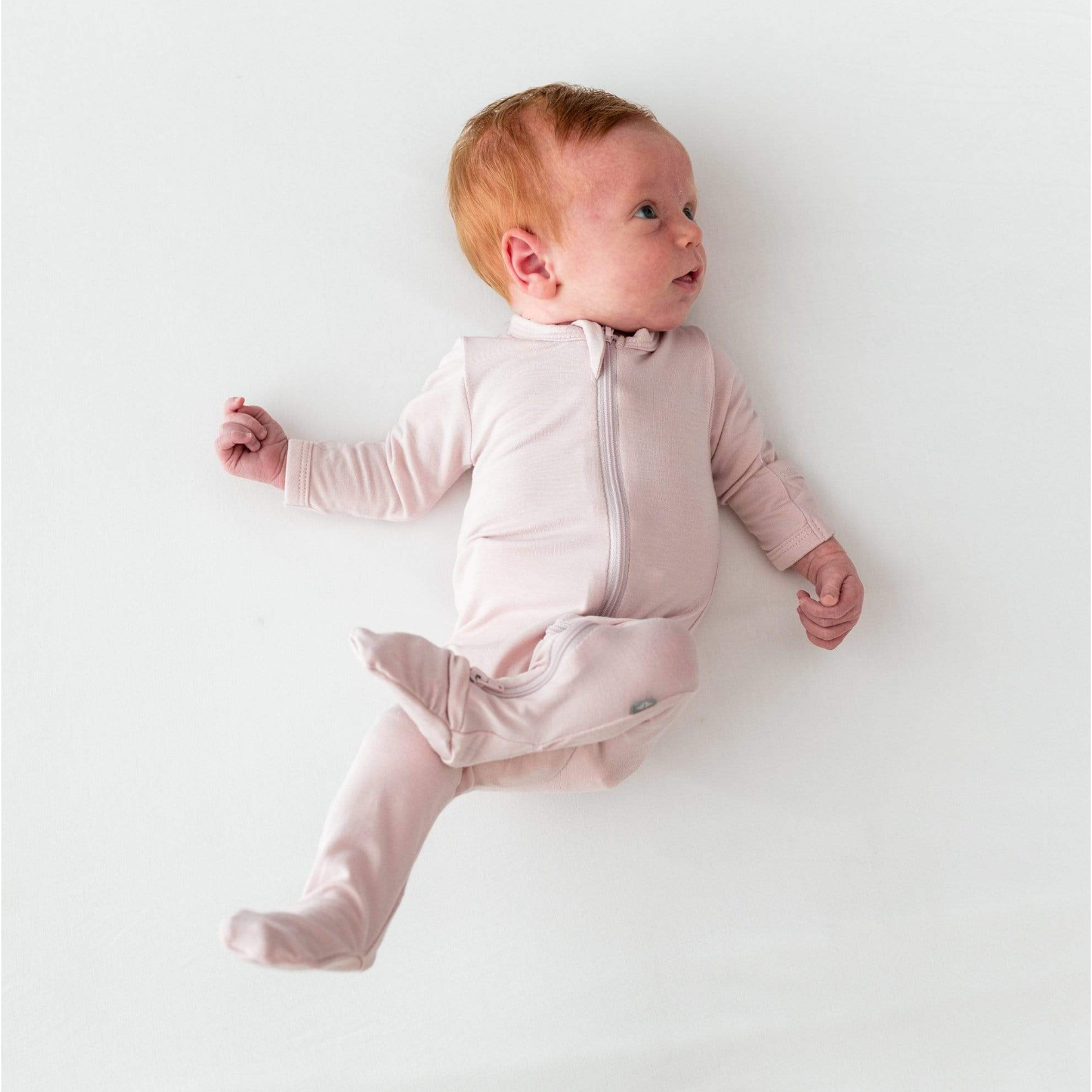 zippered footie | blush