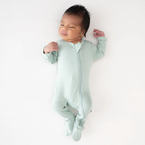 zippered footie | sage