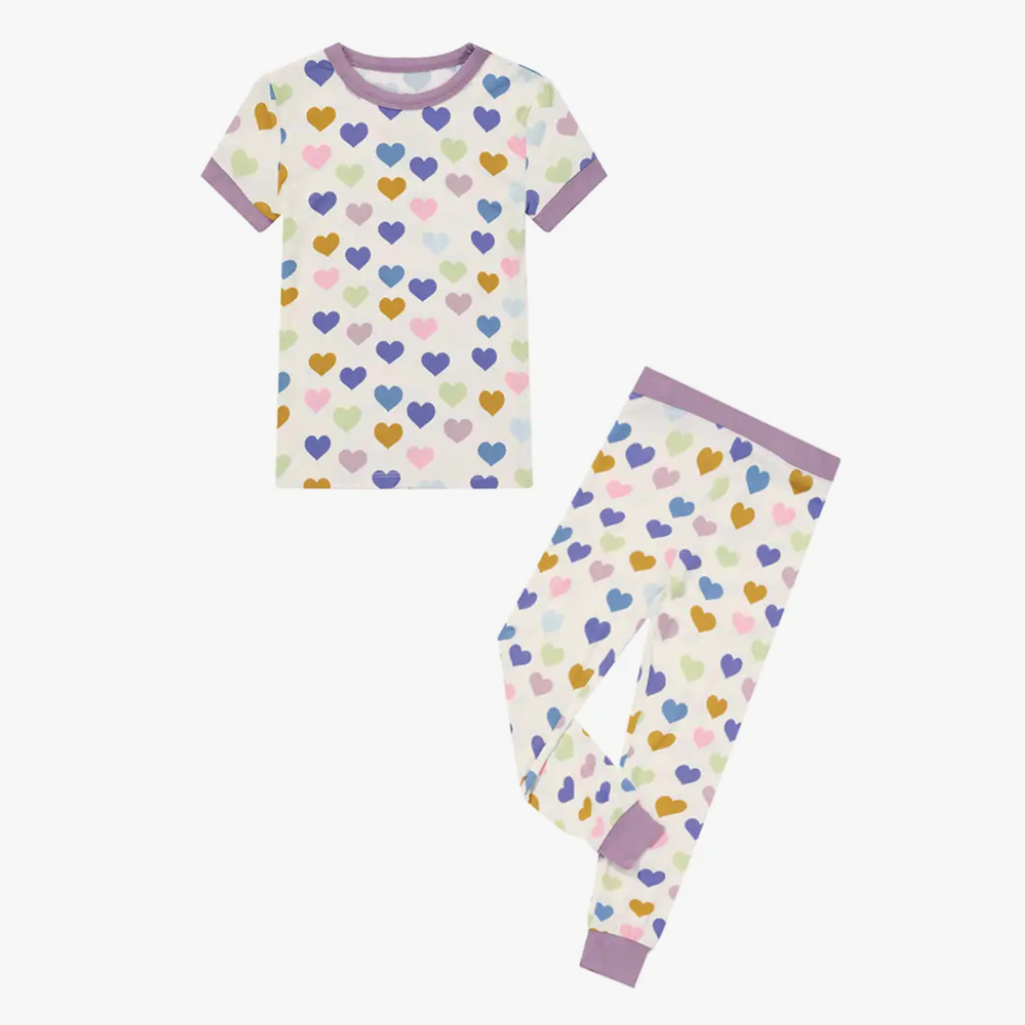 little love valentine's day heart bamboo toddler pajama set | purple