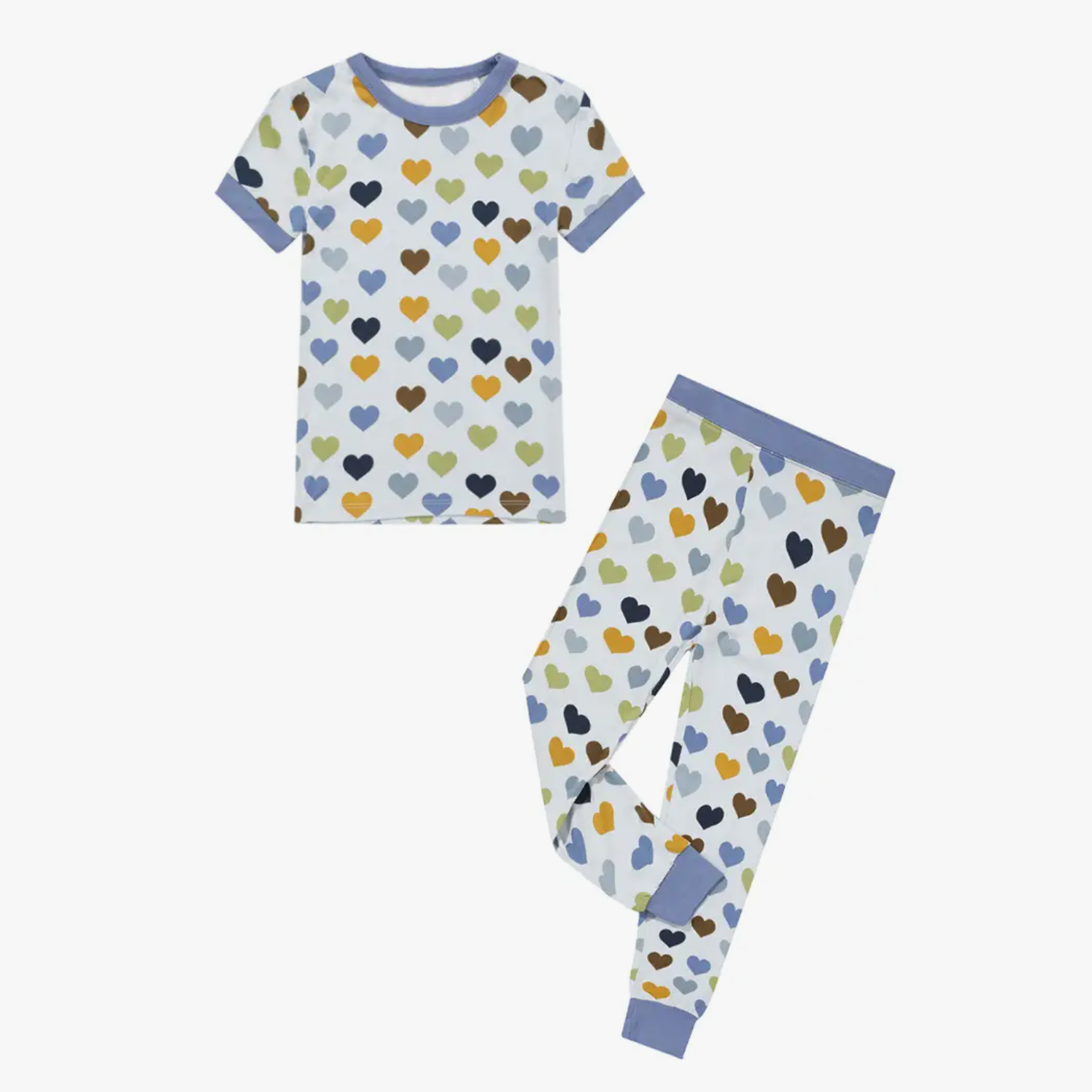 little love valentine's day heart bamboo toddler pajama set | blue
